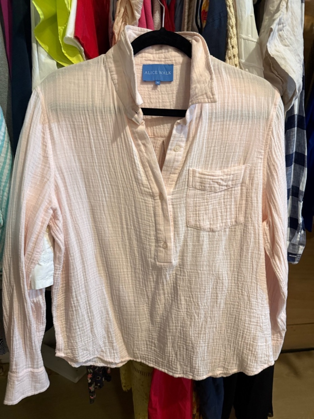 Alice walk PALE PINK SOLID medium gauze top - Picture 2 of 3